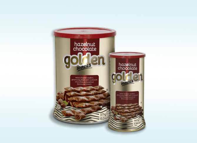 Hazelnut Chocolate | Generously filled WAVE WAFERS 375g tutu shaped tin container with hazelnut chocolate cream